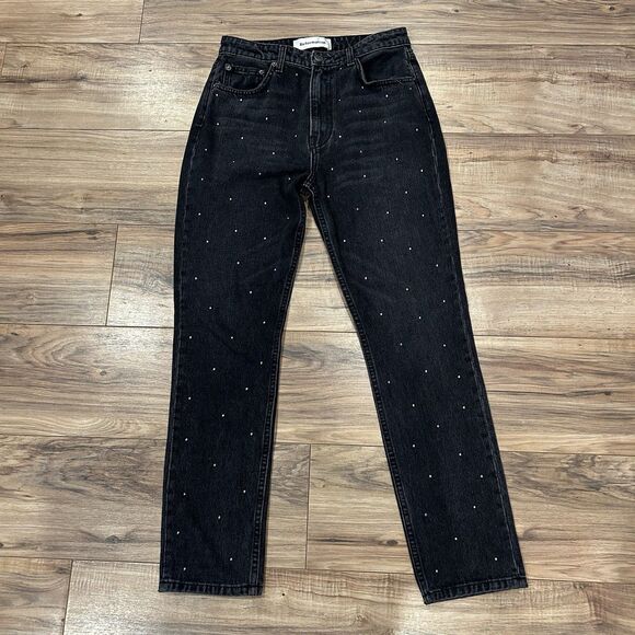 Reformation Pacific Black Studded Harley High Rise Slim Straight Jeans 28 - Picture 2 of 12